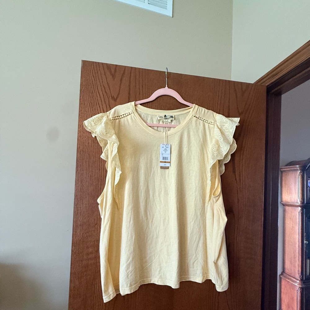 C&C California Light Yellow Ruffle Blouse